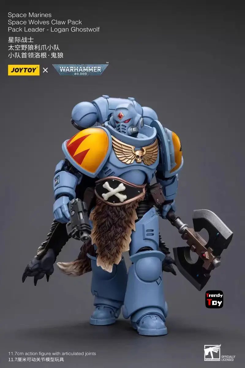 【JOYTOY】Warhammer 40K مشاة البحرية الفضائية ذئاب الفضاء مخلب حزمة زعيم لوجان Ghostwolf 1/18 عمل نموذج لجسم