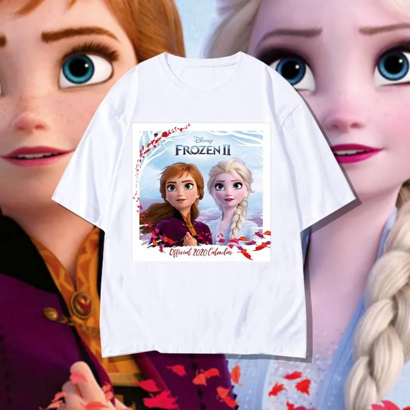 

Animation Disney Frozen T-shirt Women Short Sleeve 2024 New Top Aisha Anna Peripheral Clothes Summer