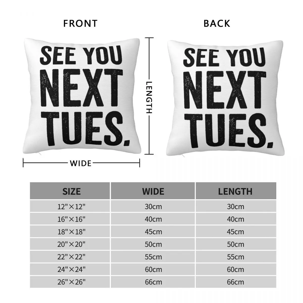 See You Next Tuesday Swearing Square Pillowcase Pillow Cover Cushion Zip Decorative Comfort Throw Pillow for Home Living Room