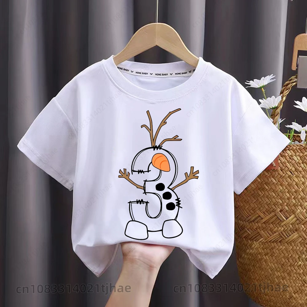 

Frozen Olaf Merry Christmas Kids Tshirts for Babys 123 Birthday Party T-Shirt for Boys T shirts for Girl Tops Tees