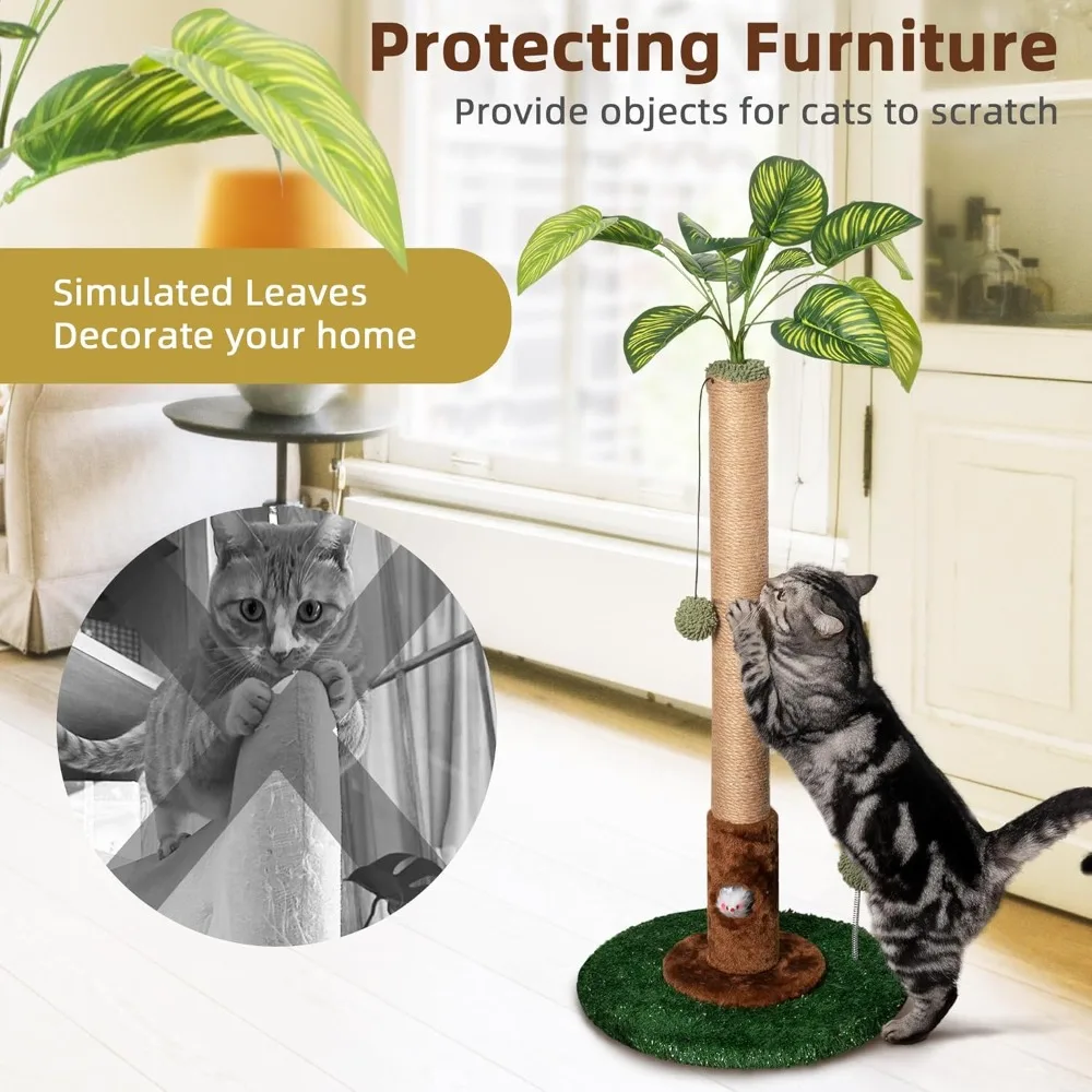 

НОВЫЙ когтеточка для кошек, 32-дюймовый высокий когтеточка для кошачьего дерева с сизалевой веревкой для домашнего котенка, зеленый цвет