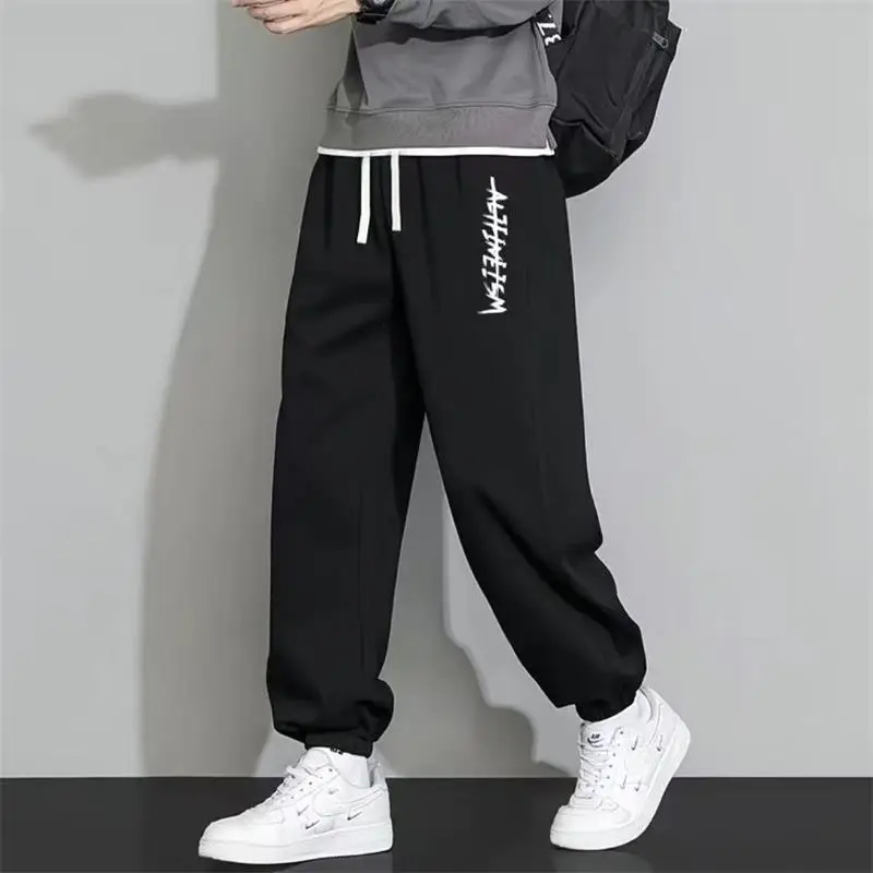 

Мужские повседневные брюки с эластичным поясом, тонкие, модные, молодежные, популярные, с низкой посадкой, с манжетами, длинные, весна-лето