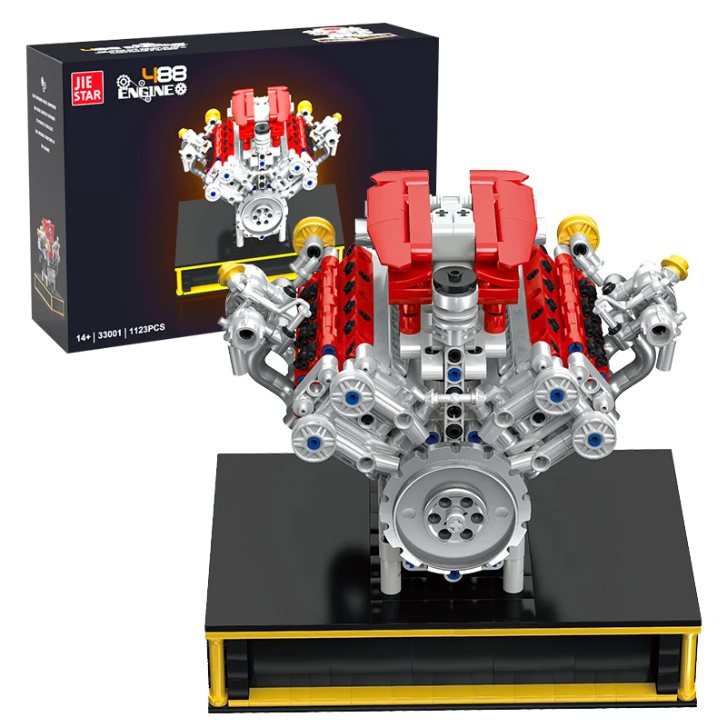 

1123 шт. V8 строительные блоки двигателя, набор моделей MOC, маленькая частица, технические кирпичи, креативные развивающие детские игрушки, подарок