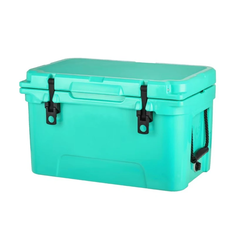 Commercial Grade 65QT Roller Rotomolded Polyethylene Refrigerator Cooler with Hot Drain Plug for Fishing, Wine, and Food Storage