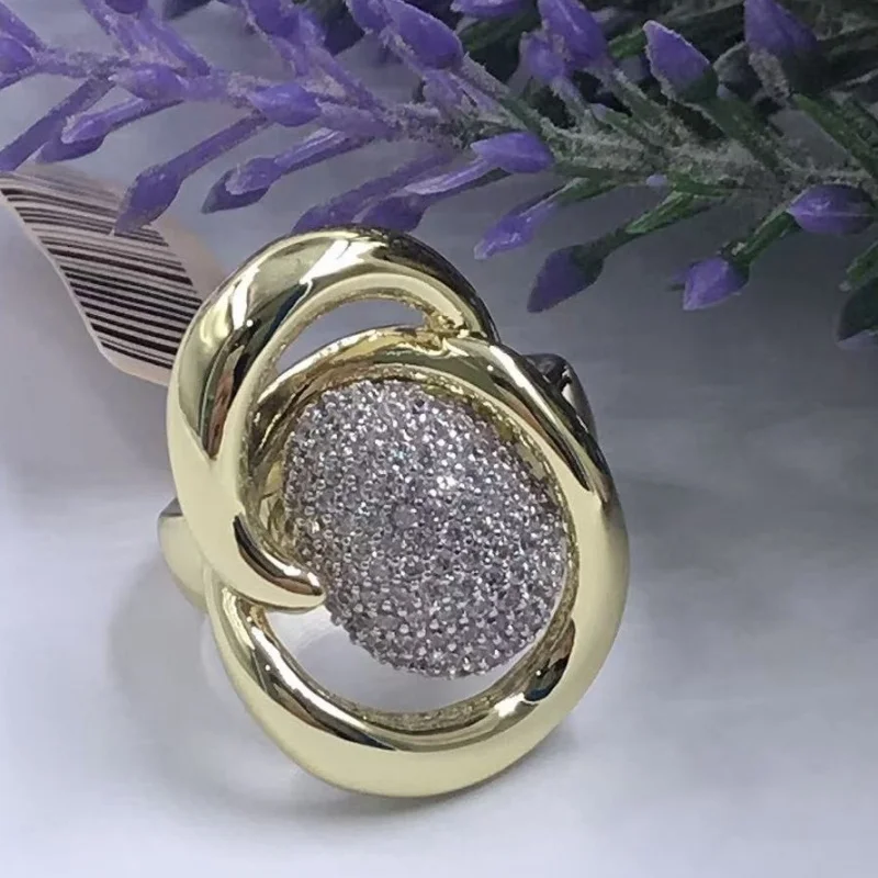 Chunky Floral Enamel & Crystal Statement Rings Colorful Pearl/Stone Accent Big Band Ring Vintage Bold Finger Rings for Women