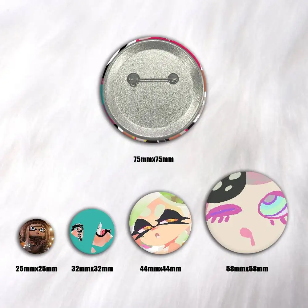 A-Splatoon-es Snap-in Pins Cartoon Character Round Creative Brooches For Backpack Accessories Jewelry Gifts