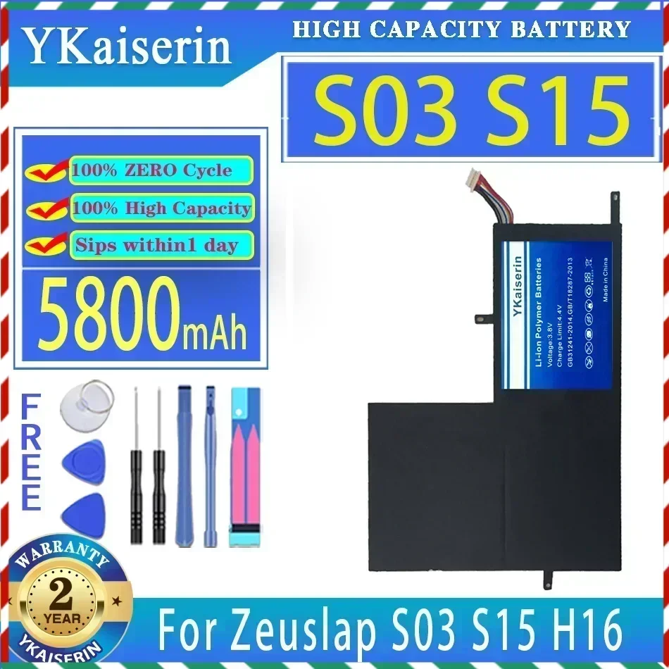 

YKaiserin 5800mAh Replacement Battery For Zeuslap S03 S15 H16 Laptop Batteries