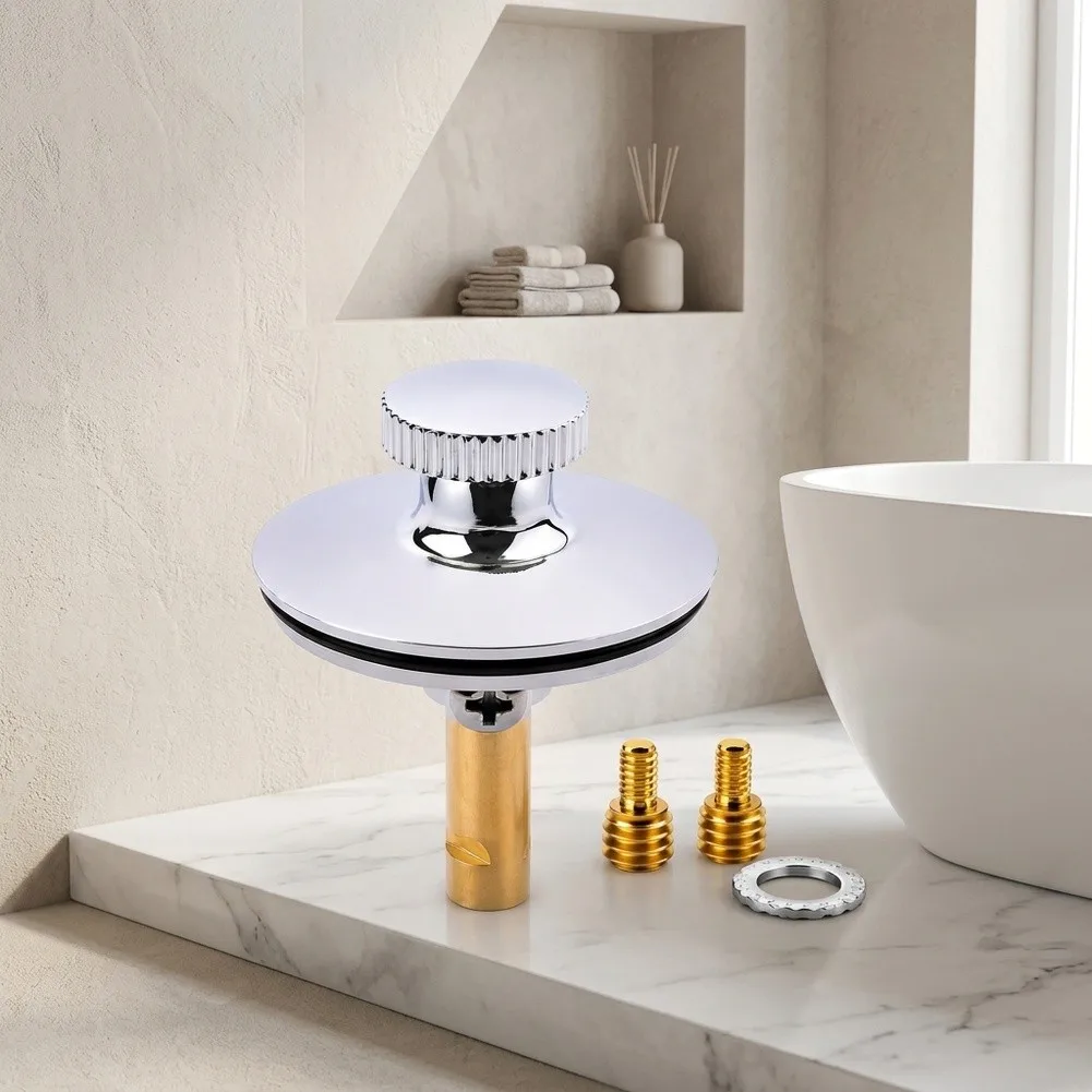 Silver Bathtub Drain Pull Up Stopper Brass Zinc Alloy Lever For Freestanding Tub Drainage System Bathroom Plumbing Accessories