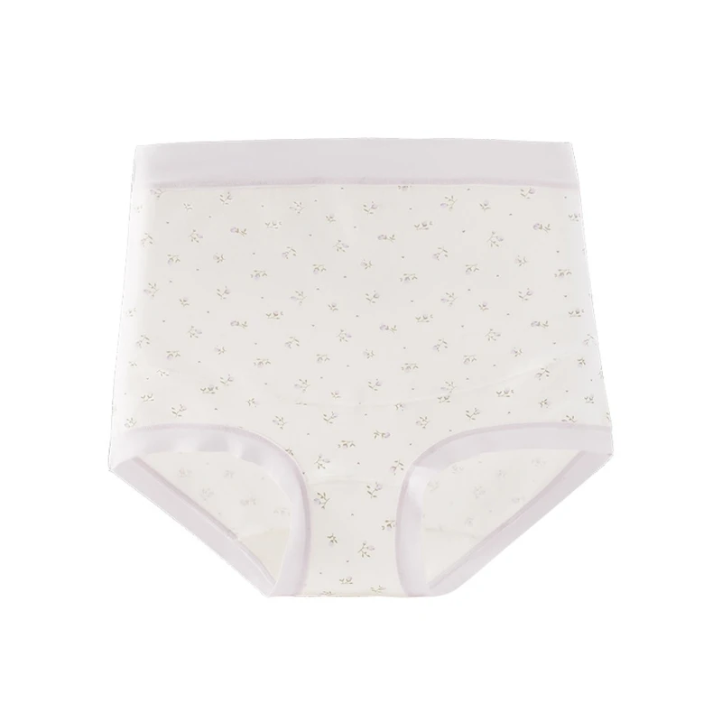 Floral Print Prenatal Underwear Briefs Soft Fabric Supportive High Waist Design