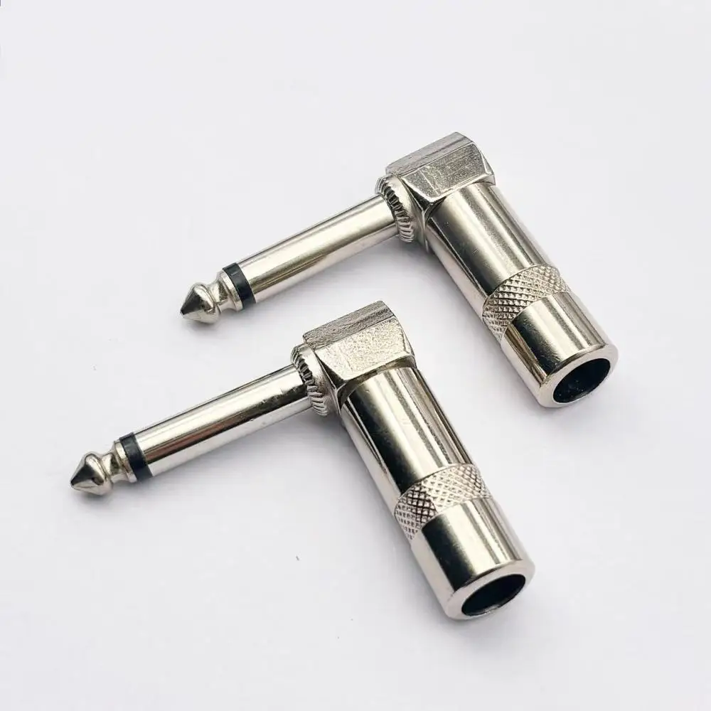 90 Degree 6.35mm Audio Connector Mono Plug Gold Plated For Stage Sound System Microphone Guitar Cable Repair