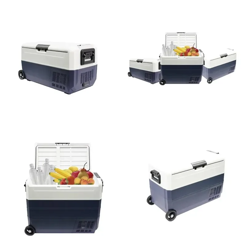 High Efficiency 50L Portable Camping Cooler 12v 24v Dual Zone Car Refrigerator Freezer with Removable Divider