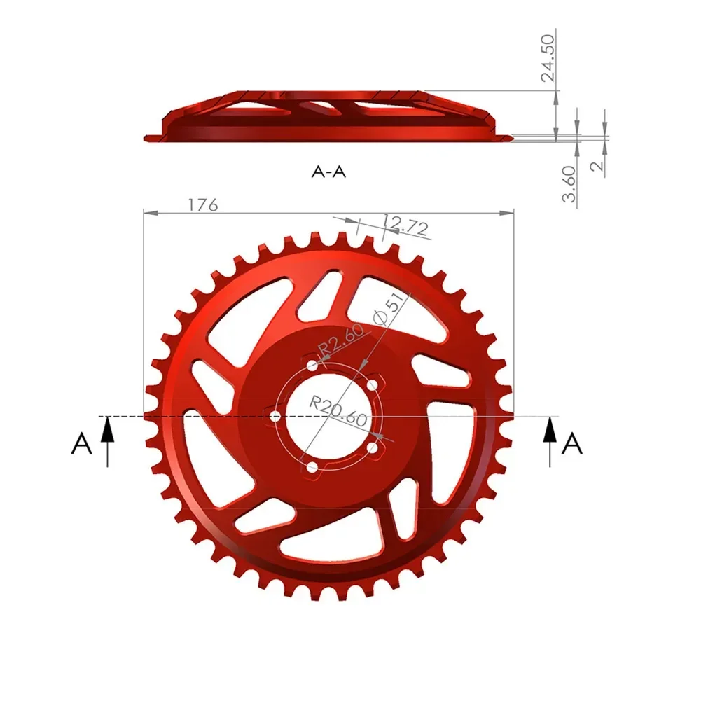 Electric Bicycle  42T Chain Ring Offset Correction Aluminum Alloy Chain Link For BAFANG BBSHD E-bike Accessories