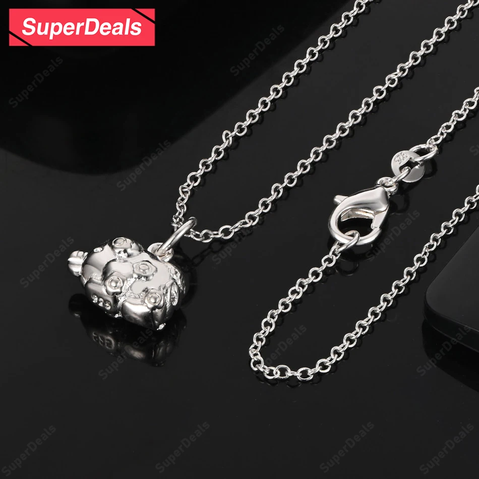 

SuperDeals 925 Sterling Silver Pig Pendant Necklace Fashion Party Men Women Fashion Classic Trend Jewelry Gift 16-30 Inch Chain