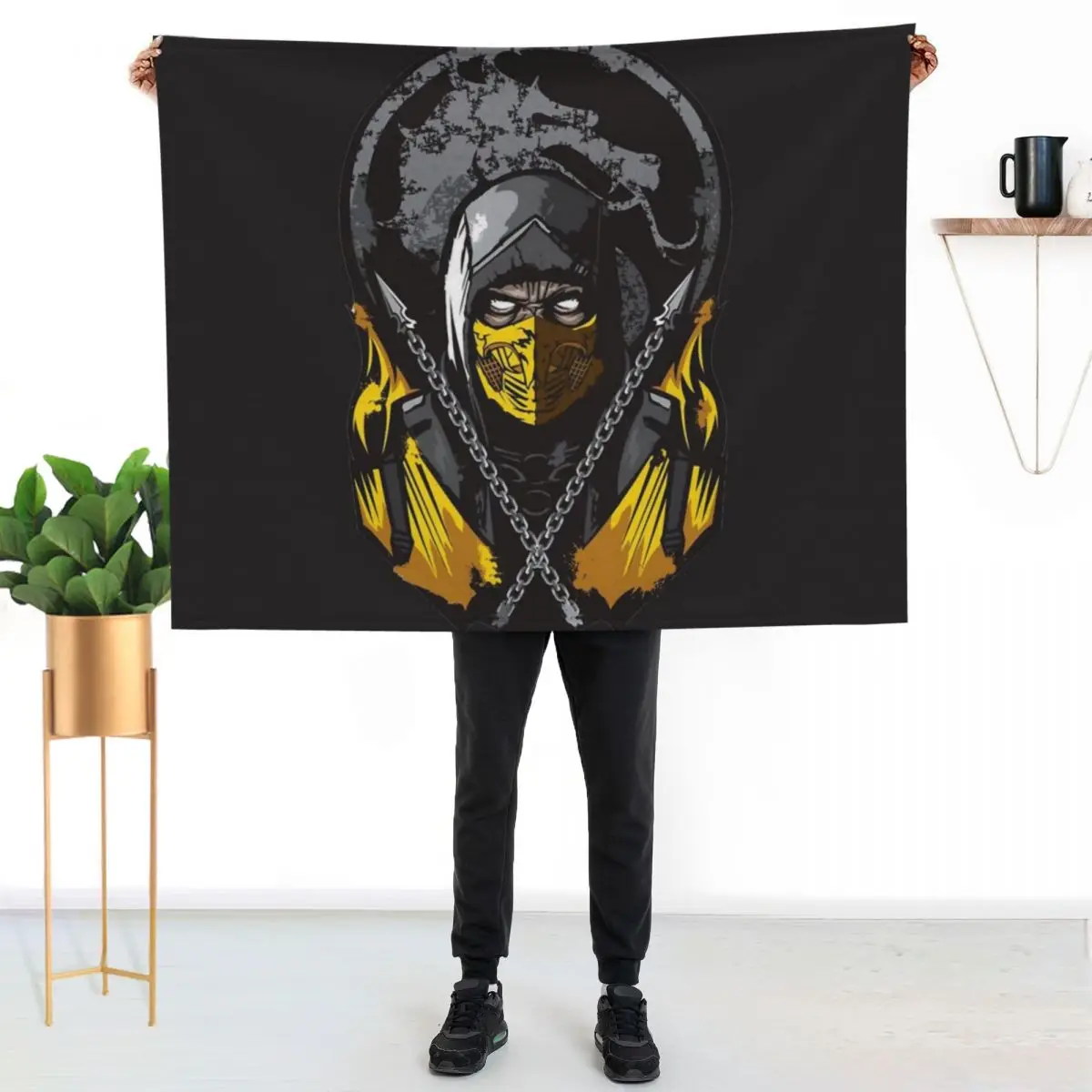 Mortal Kombat Scorpion White Eyes Throw Blanket Bed Blankets For Bed Winter beds Sofa Quilt Thin Nap Blankets