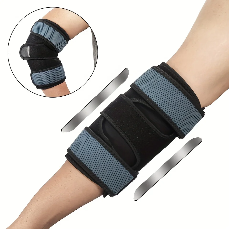 

1pc Adjustable Elbow Brace with Spring Stabilizers - Relieves Tendonitis,Arthritis,and Sports Injuries - Tennis Elbow Strap