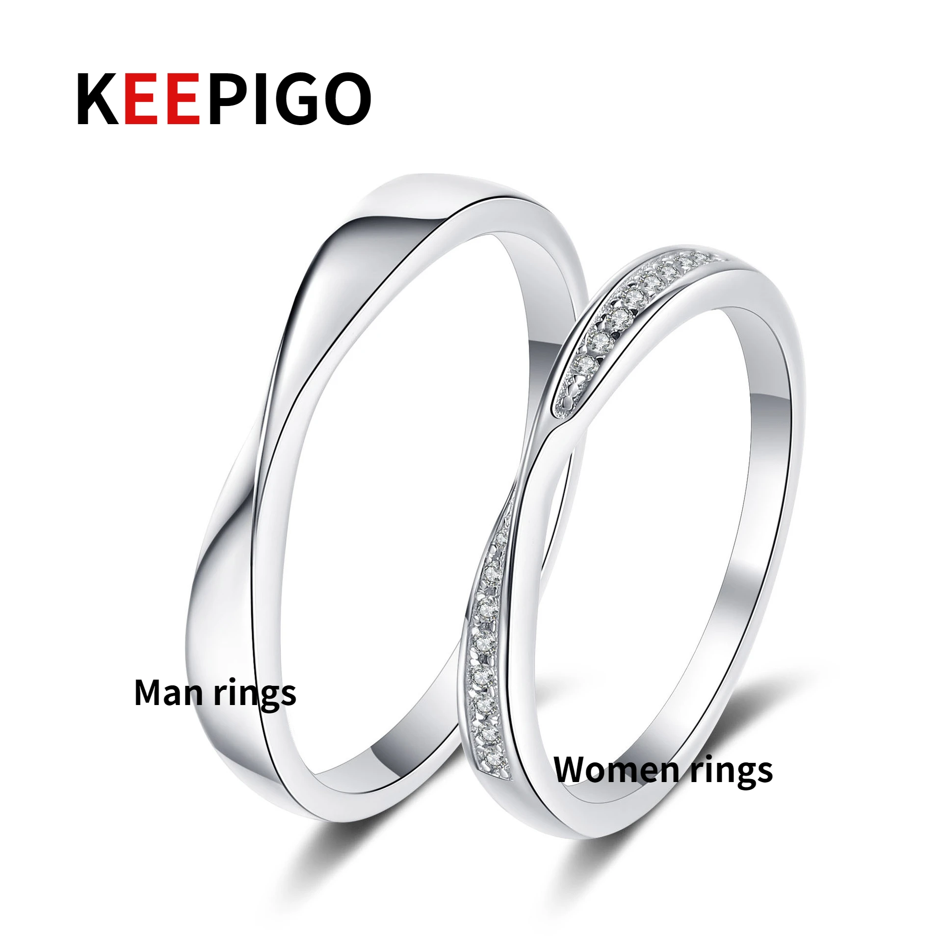 

KEEPIGO Real S925 Sterling Silver Moissanite Rings White Gold Color Sparkling Anniversary Gifts Party Fine Jewelry For Man Women