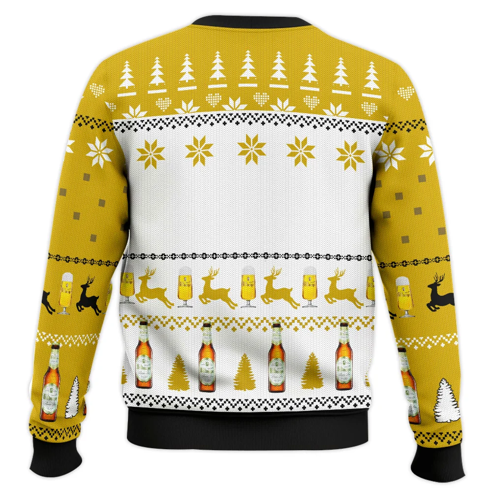 Beer Enthusiasts 3D Beer Printed Men's Yellow Black Christmas Ugly Sweater Festival Atmosphere Party Christmas Gifts Loose