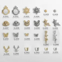 2/5PCS Exquisite Glitter Diamonds Dog Fox X'mas Deer Head Butterfly Snowflake Nail Art Rhinestones Decorations Manicure Charms