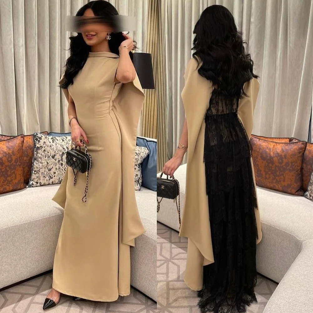 

Jiayigong Jersey Draped Pleat Ruched Party A-line High Collar Bespoke Occasion Gown Midi Dresses Saudi Arabia