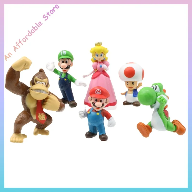 ألعاب سوبر ماريو عمل الشكل 6 قطعة دمى ماريو Yaoxi الفطر الناس تمثال حلية ألعاب أطفال هدية عيد ميلاد #4