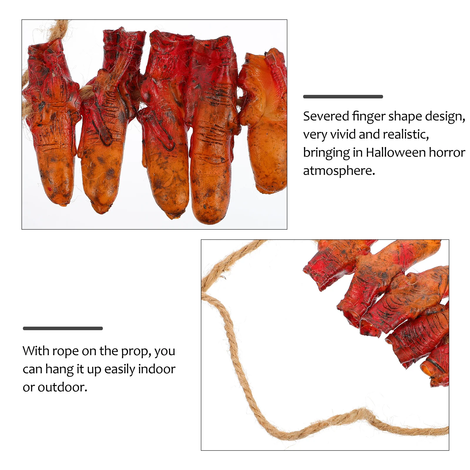 

5pcs Severed Hanging Horror Decorative Props For Halloween Party Diy Decoration Bloody Finger Hanging Terror Broken Finger