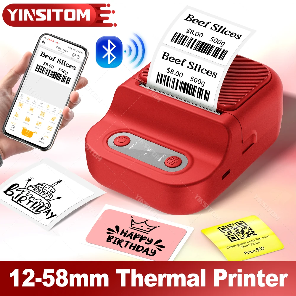

P21 Mini Portable Thermal Label Printer Inkless Bluetooth Adhesive Print Machine Maker White Sticker Labeling Device Paper Roll