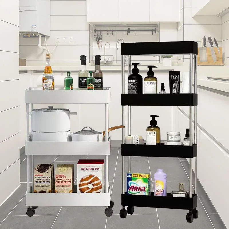 Removable Rack Kitchen Narrow Storage Racks Kitchen Organizer PP Plastic Multilayer Save Space Crack Shelf Bathroom Gap Holder