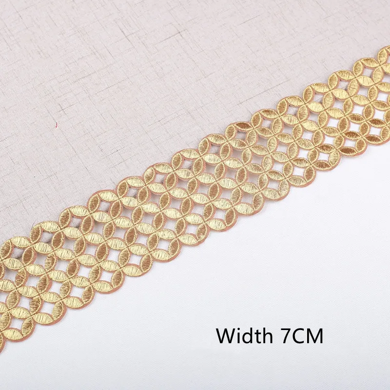 5Yards Gold and Silver Water Soluble Adhesive Back Hollow Embroidery Lace DIY Clothing Curtain Decoration Accessories Tools