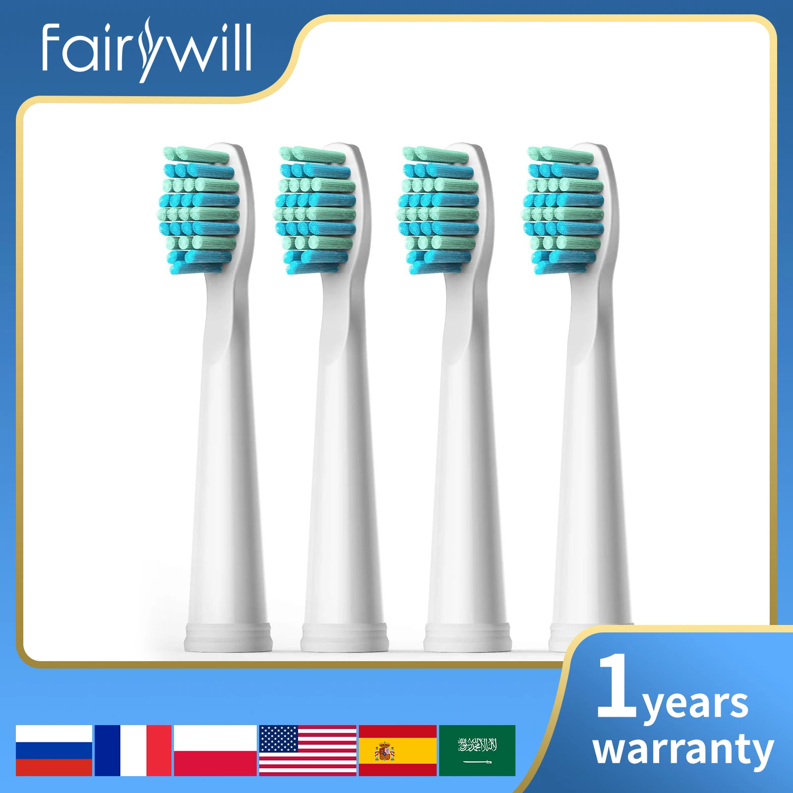 Fairywill Sonic Electric Toothbrushes Replacement Heads Toothbrush Heads Sets Interdental Brush Headsfor FW-507 FW-508 FW-917