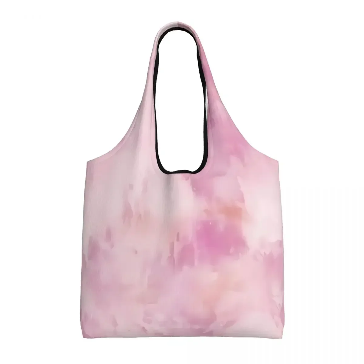 

Custom Pink Tie Dye Grocery Shopping Bag Canvas Shopper Shoulder Tote Bag Big Capacity Washable Traditional Dyeing Art Handbag