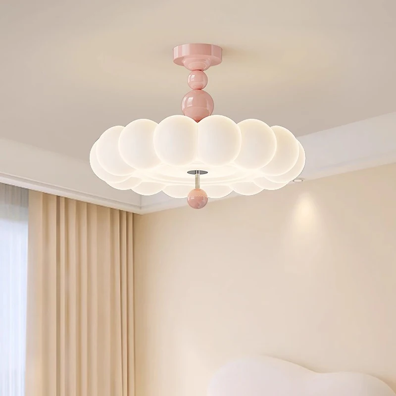Luces de techo de dormitorio de estilo crema moderno, luz LED de nube para habitación de niños, lámparas de techo cálidas para habitación de princesa, lámparas de techo para dormitorio de niño y niña
