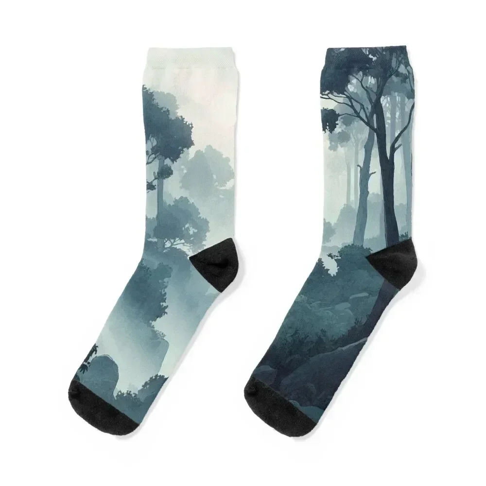 Foggy Forest Socks cotton sport Heating sock FASHION Socks For Men Women's