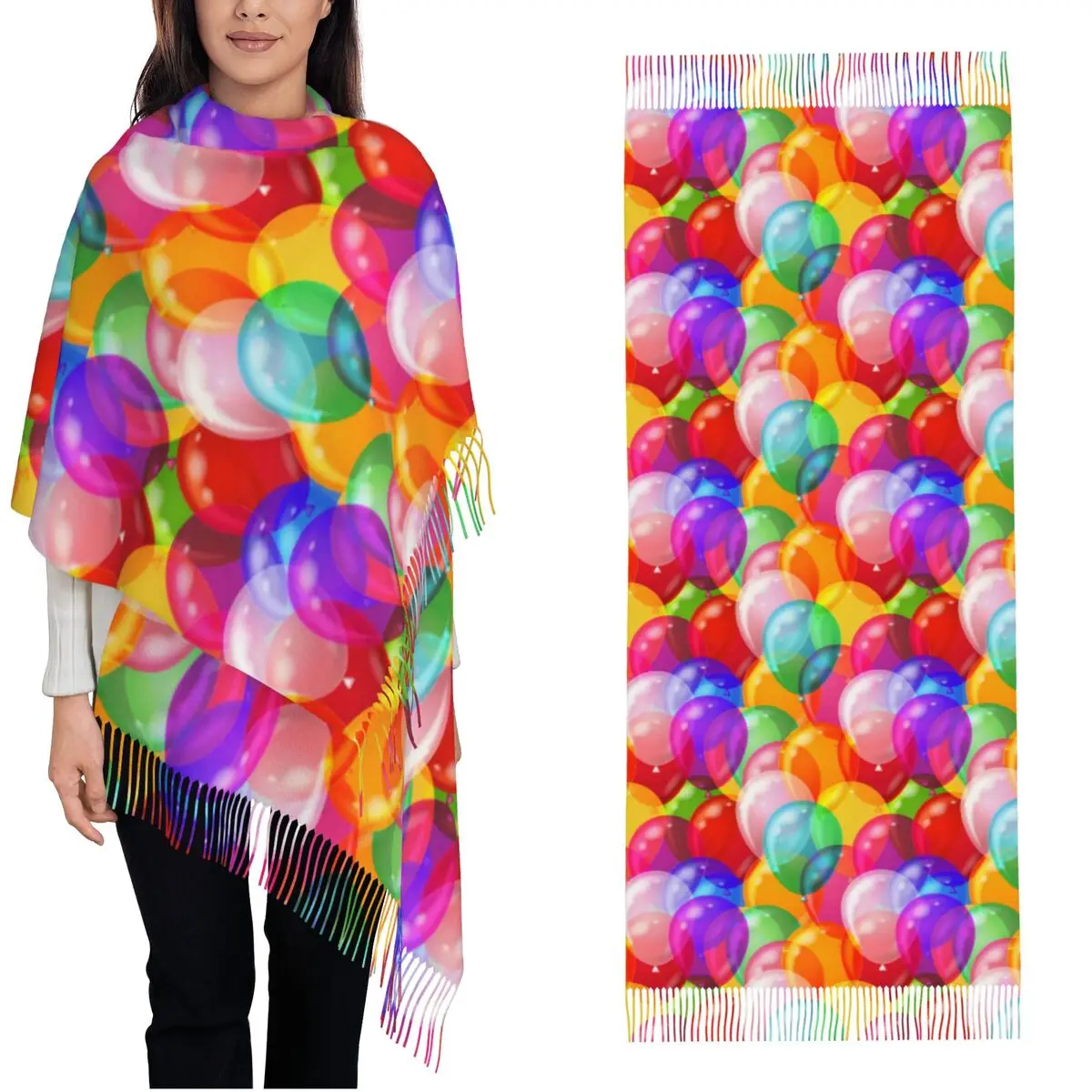 

Женский шарф, теплые воздушные шары, бесшовные головные уборы, шарфы с длинной кисточкой, забавные шали y2k и накидка, зимний платок на заказ