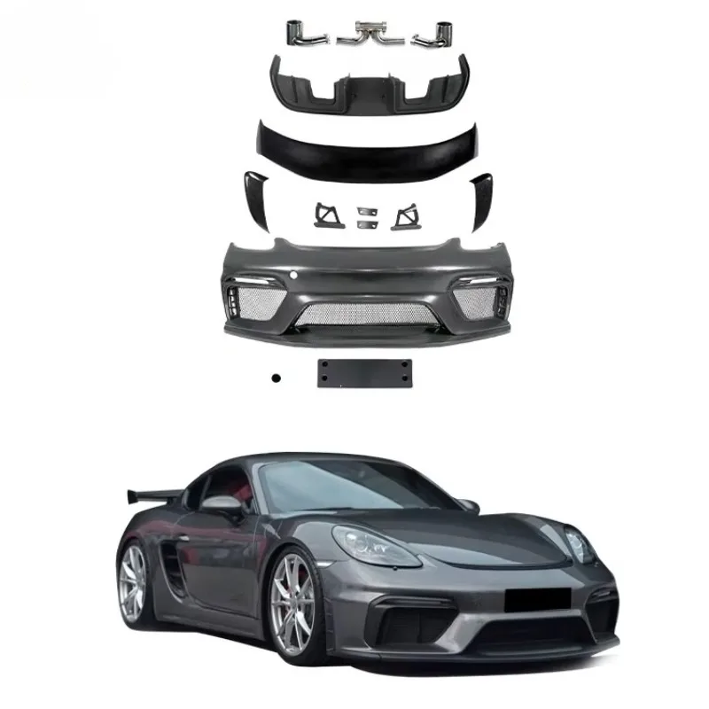 

Auto Parts for Porsches 718 Upgrade GT4 Body Kit Including Front Bumper Rear Diffuser Exhaust Tips Rear Spoiler Wing