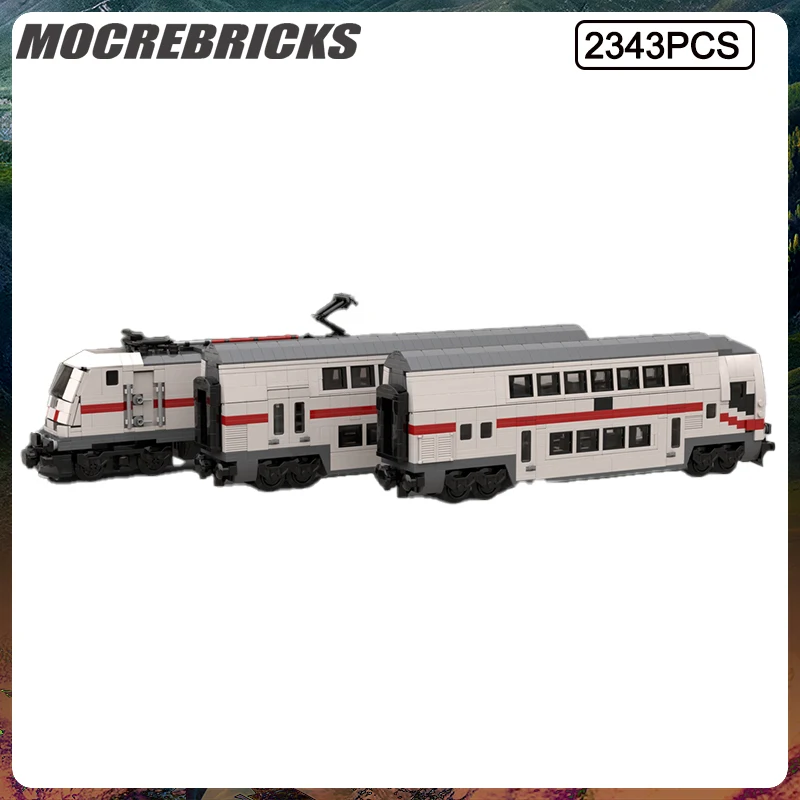 MOC Customized Bricks City Train Series Building Block Intercity Train 2 Model Set DIY Children's Educational Toy Christmas Gift