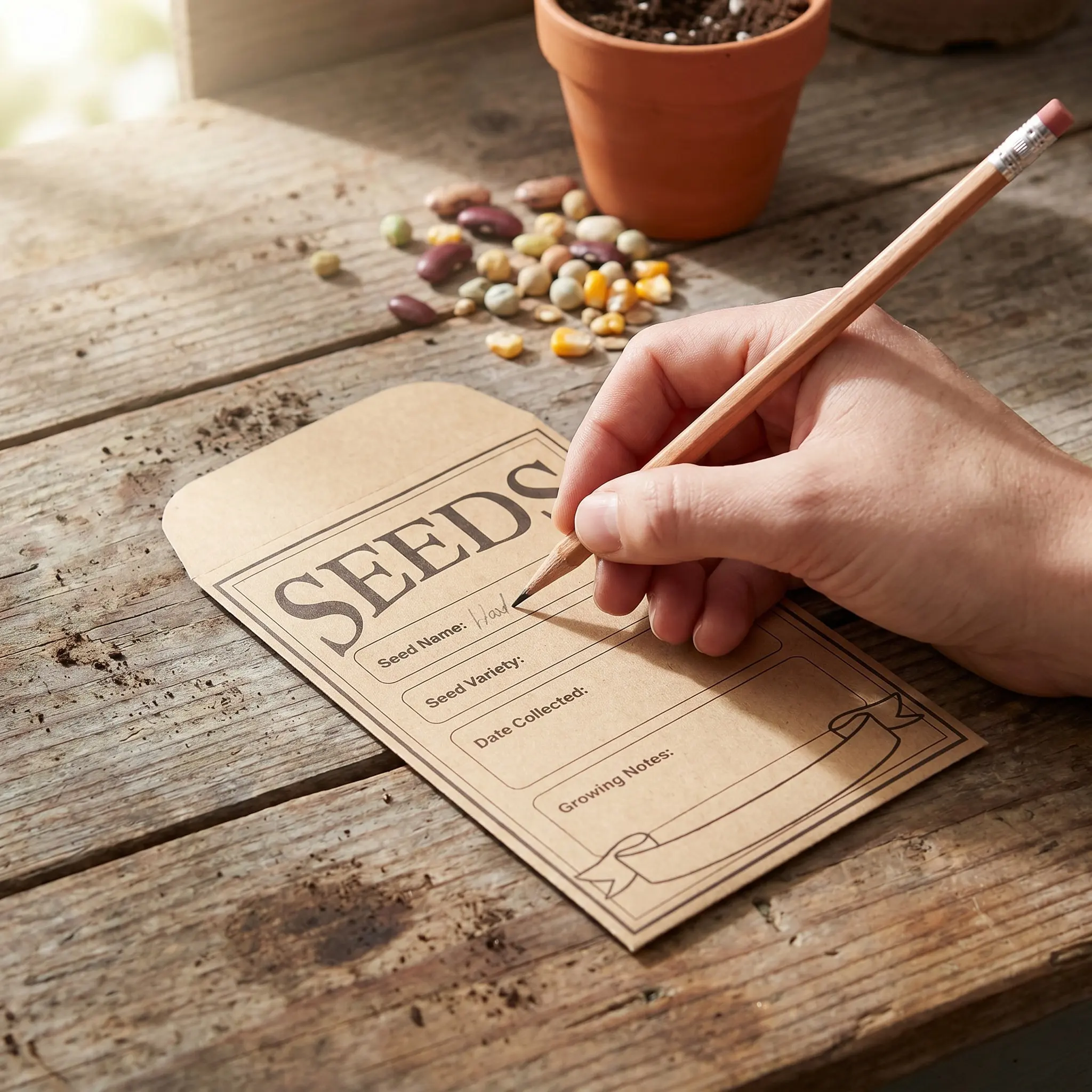 150Pcs Seeds Saving Envelopes Kraft Paper Self Sealing Seeds Storage Bag 4.7x3.2 Inch Garden Seed Packet Organizer