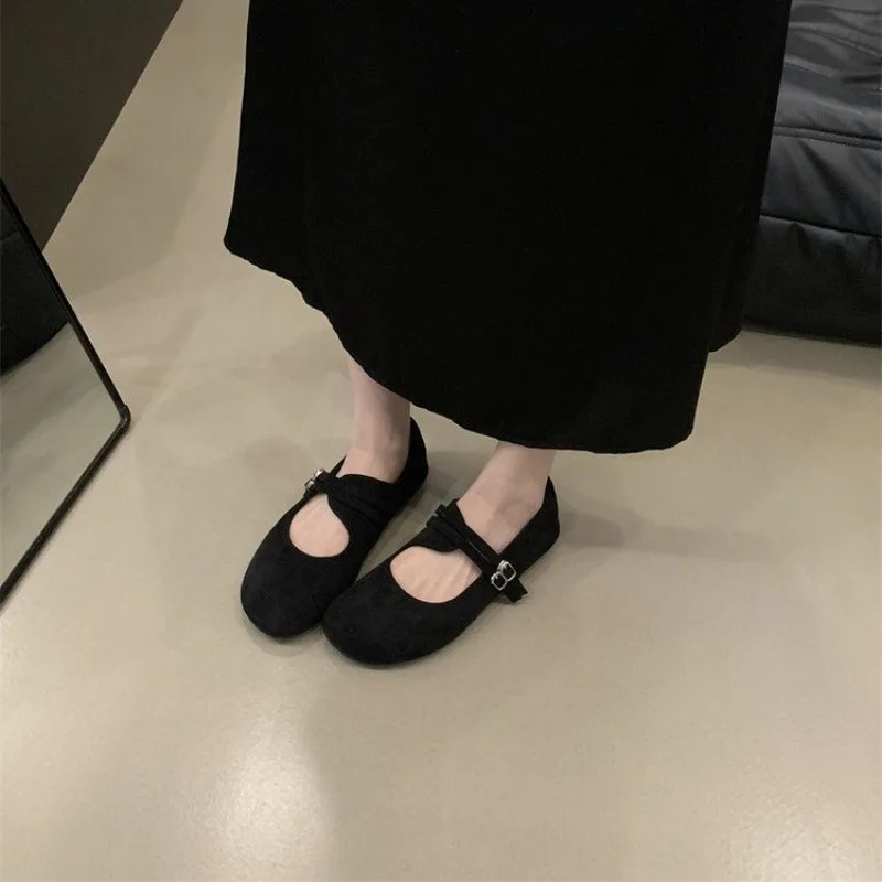 

Весенне-осенняя женская обувь на плоской подошве на среднем каблуке, неглубокая женская обувь 2021, высококачественная женская обувь с однотонным ремешком и пряжкой, Sapatos Planos