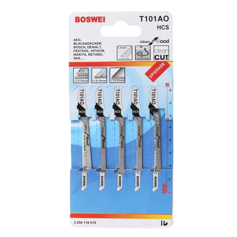 5 ชิ้น T101AO HCS จิ๊กซอว์ T-Shank ชุดเครื่องมือตัดสำหรับไม้พลาสติก