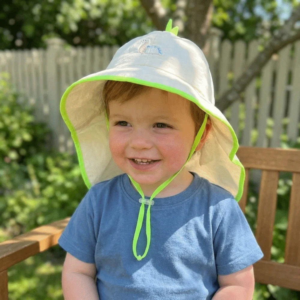 

Cartoon Shawl Sun Hat Breathable Mesh Wide Brim Children Beach Hat Adjustable with Windproof Rope Folding Girls Sun Hat Beach