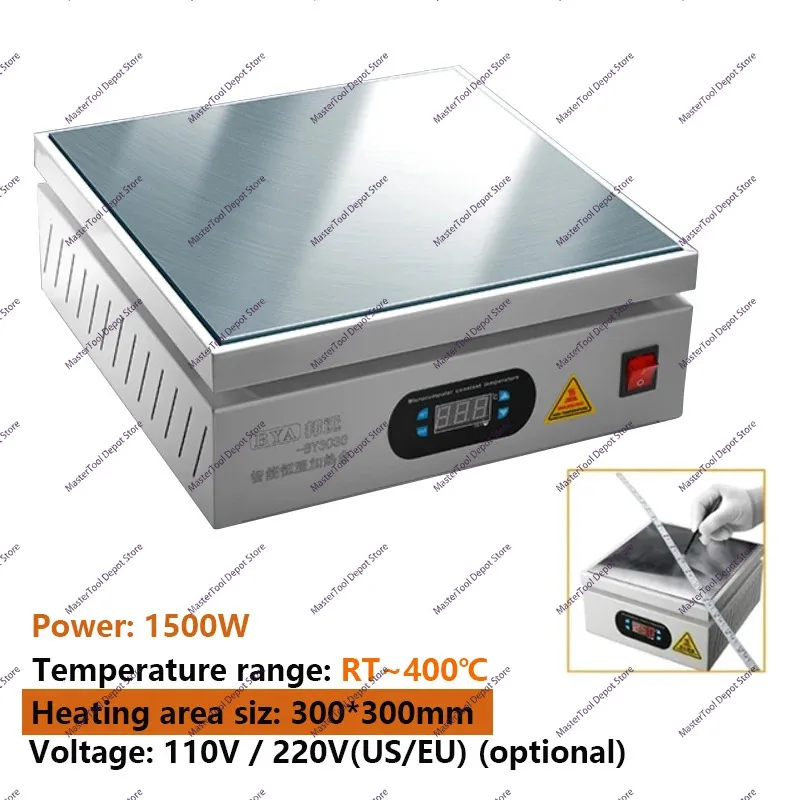 300*300mm Heating Station Electronic Hot Plate Preheating Platform 0~400 ℃ Suitable for BGA PCB SMD LCD Touch Screen Repair