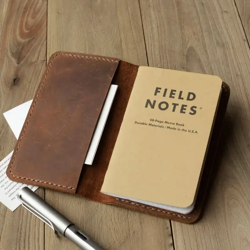 Refillable Genuine Leather Journal Cover for Moleskine Cahier Notebook Pocket size 3.5