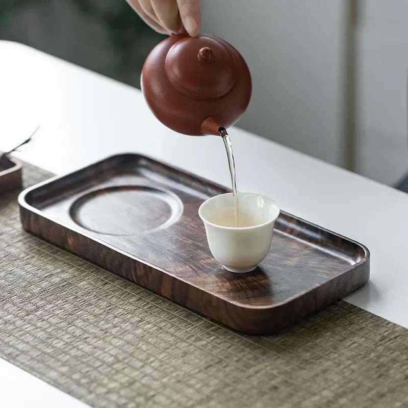 Black walnut tray simple home hotel restaurant solid wood water ripple tea tray wooden long Japanese dry bubble tray