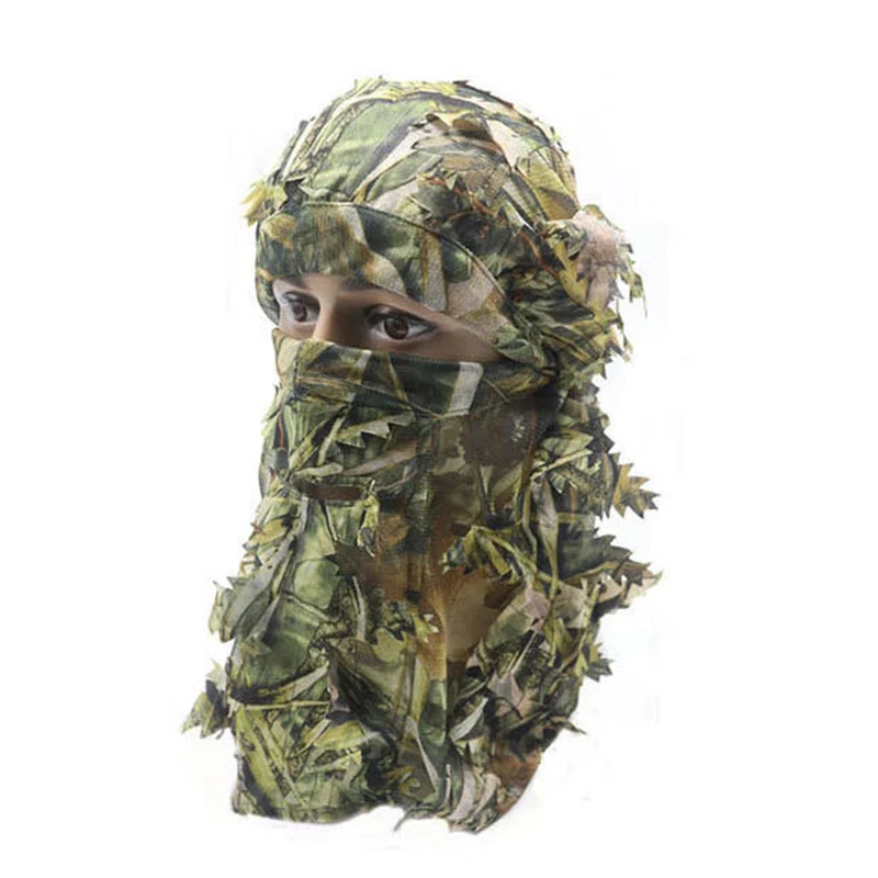 Ghillie Camouflage Leafy Hat 3D Full Face Mask Headwear Turkey Camo Hunting Accessories Hunting Hood Hat Tactical Airsoft Cap