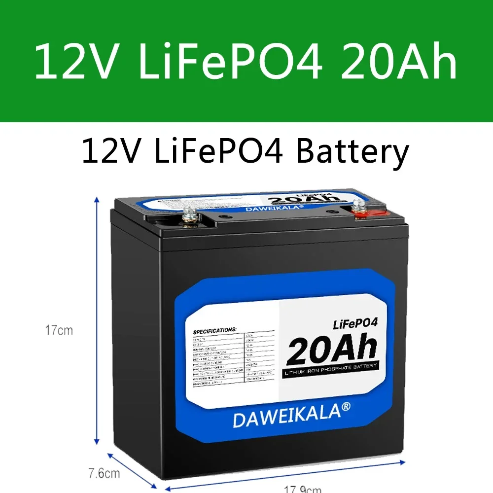 

New 12V 20Ah LiFePo4 Battery Lithium Iron Phosphate 12V 24V LiFePo4 Rechargeable Battery for Kid Scooters Boat Motor No Tax