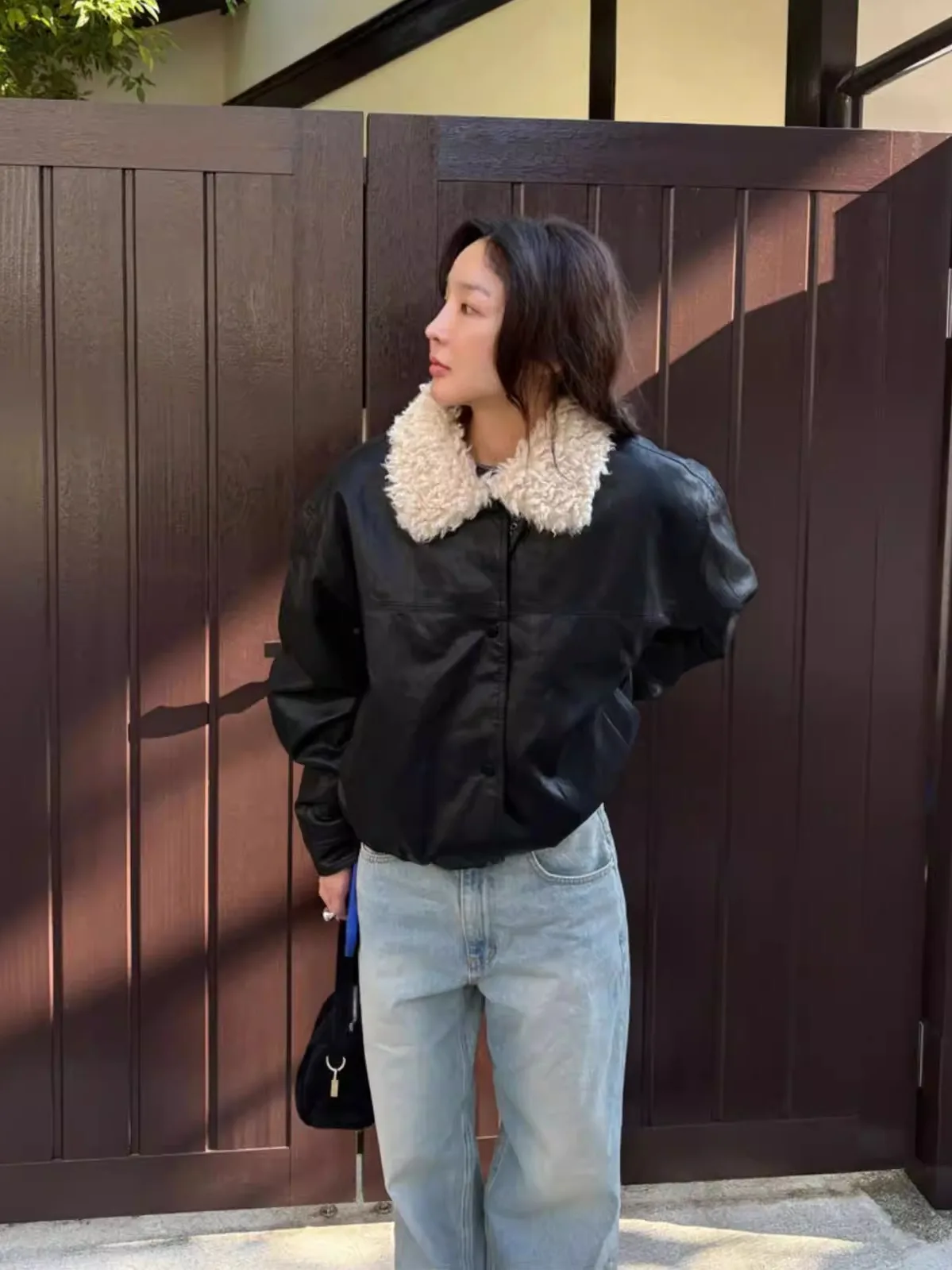   Inverno 2025 casaco feminino vôo jaet calor intercuído couro e pele ort outerwear commute sle solto ajuste