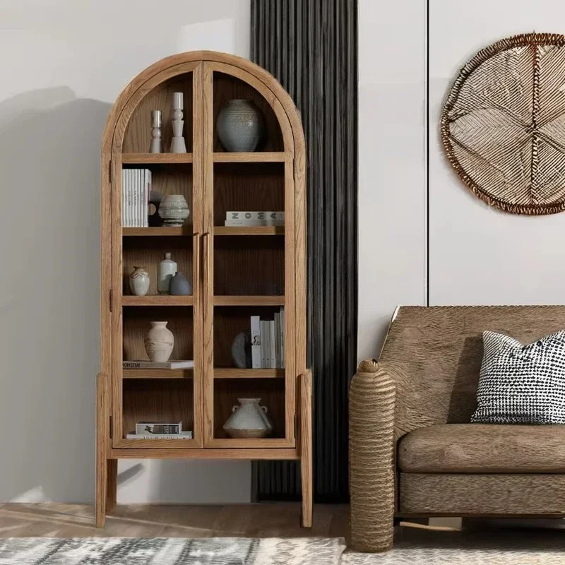 Modern American dining room furniture, arched wooden cabinets
