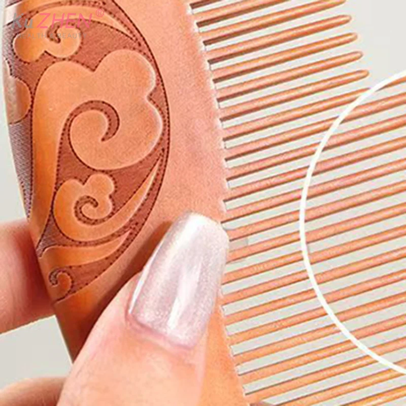 1pc Portable Detangling Natural Peach Wood Comb With Tassels Anti-Static Wide Tooth Combs Head Massage Hair Care Comb Accessorie
