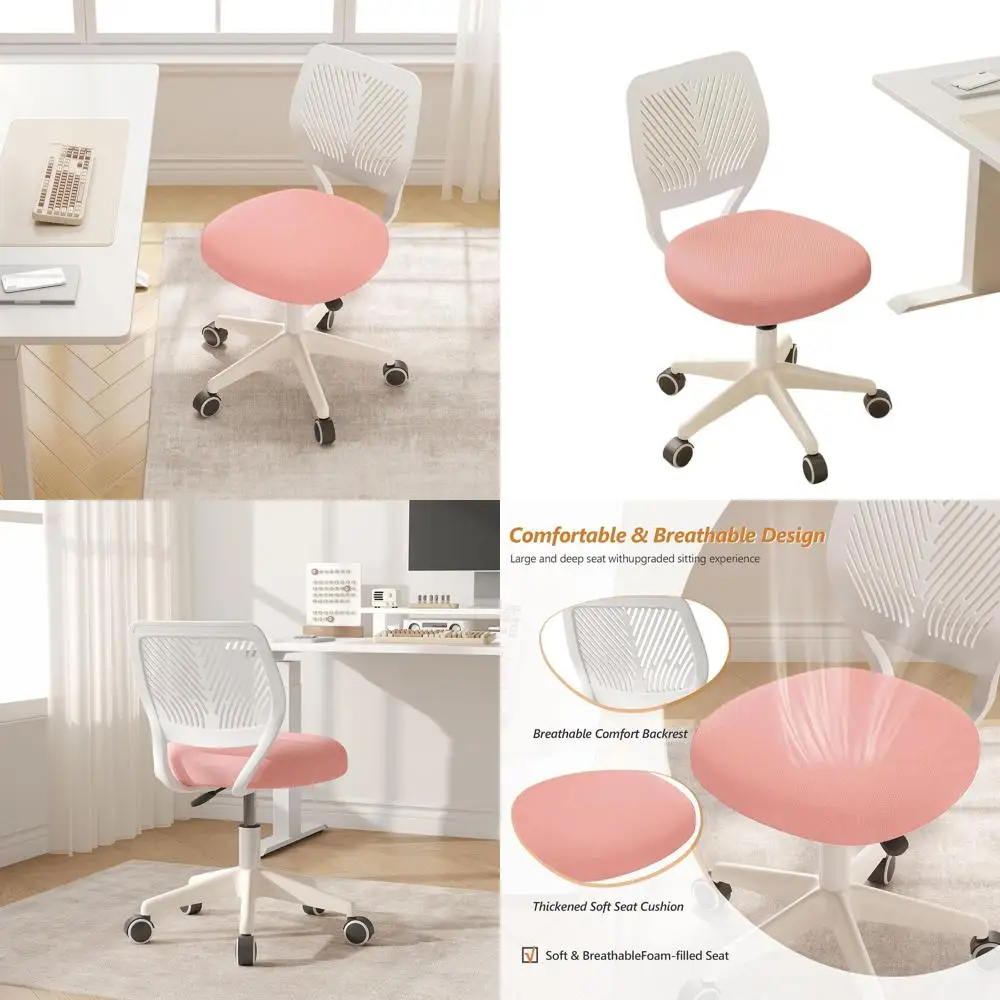

Adjustable Height Swivel Desk Chair with Padded Cushion, Ergonomic Study Chair for Kids and Teens, Pink (2 Pack)
