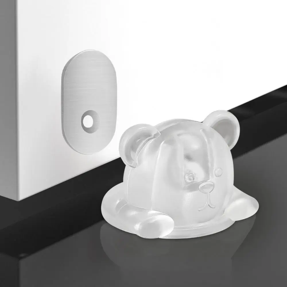 Universal Non Perforated Cute Bear Suction Strong Magnetic Silent Silicone Door Stop Light Weight Invisible Door Block Floor