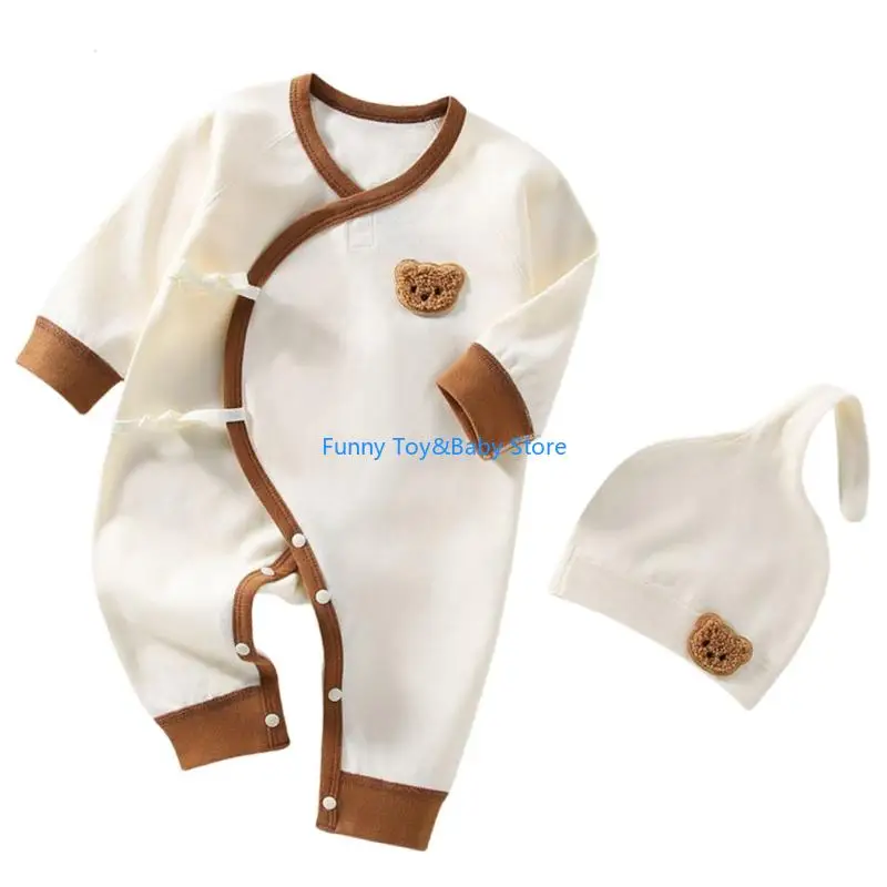 

Детский хлопковый комбинезон и шапка, комбинезон с длинными рукавами, комбинезон для младенцев, весеннее боди, дышащая одежда с